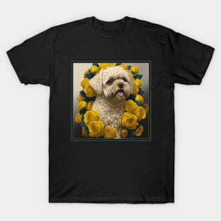 Maltipoo yellow roses 2 T-Shirt